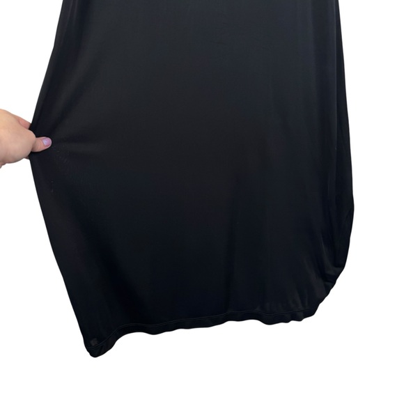 AKRIS PUNTO US 12 Black Vegan Silk Slip Dress Viscose Square Neck LBD Basic Mod - Picture 4 of 13